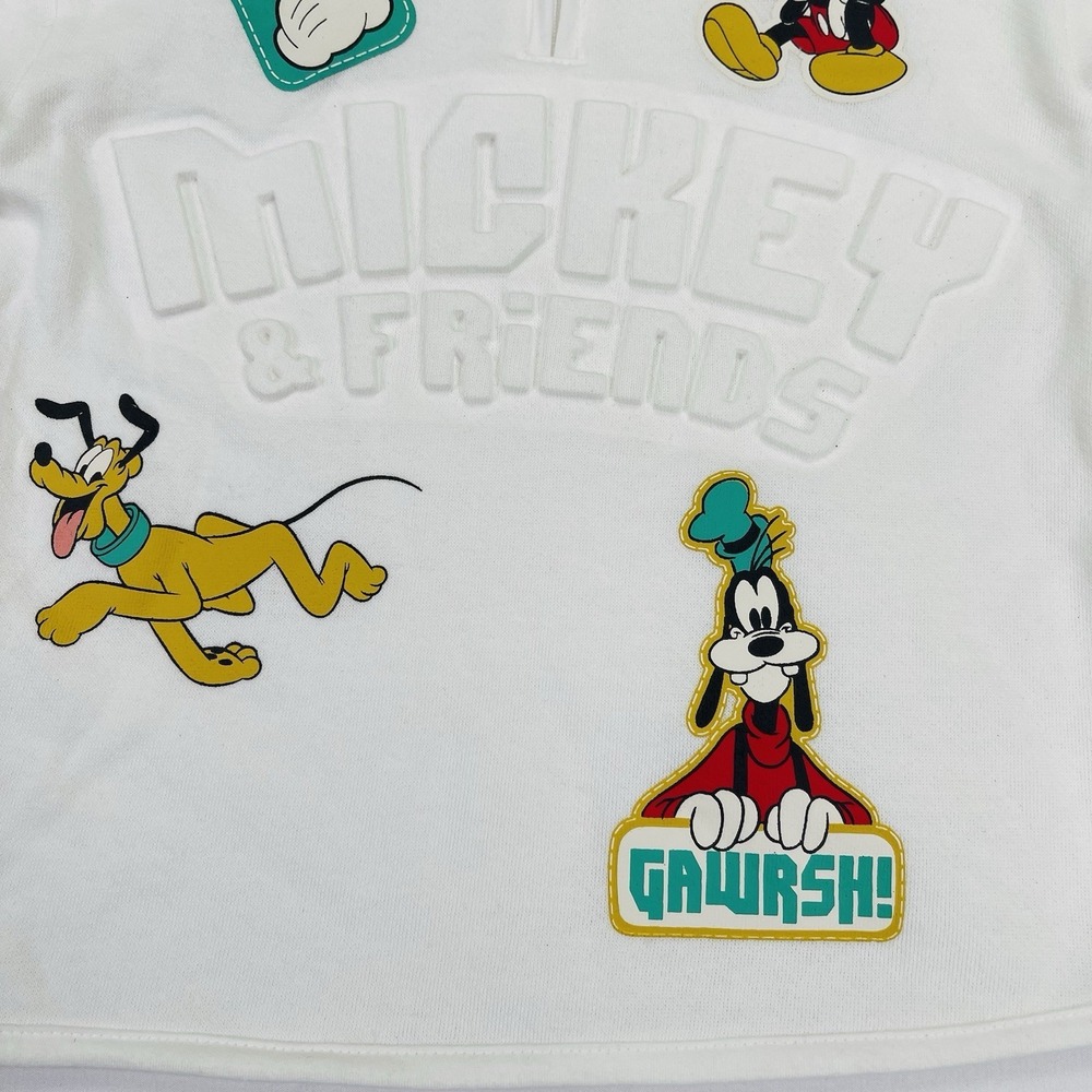 Mickey Mouse & Friends white quarter-zip fleece pullover top Sweatshirt New 4T - Picture 4 of 14